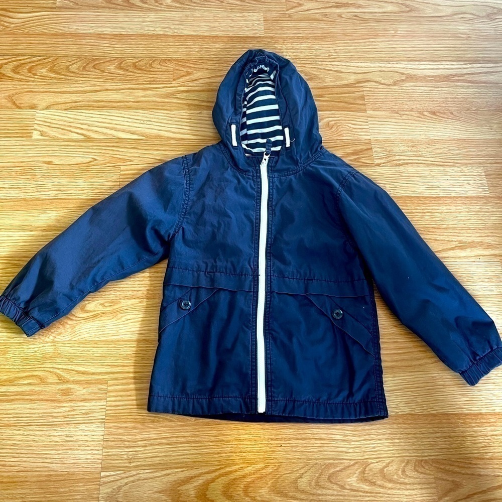 Oshkosh B’gosh Boys Spring Jacket Navy Blue with Zipper Hood and Pockets Size 6